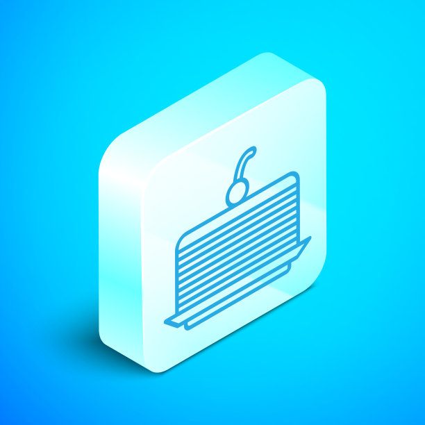 等距线蛋糕图标孤立在蓝色图片下载