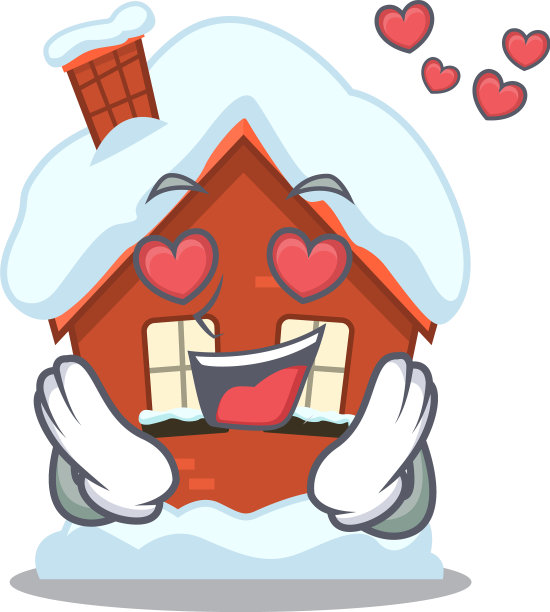 吉祥物冬季屋卡通孤立在爱图片下载