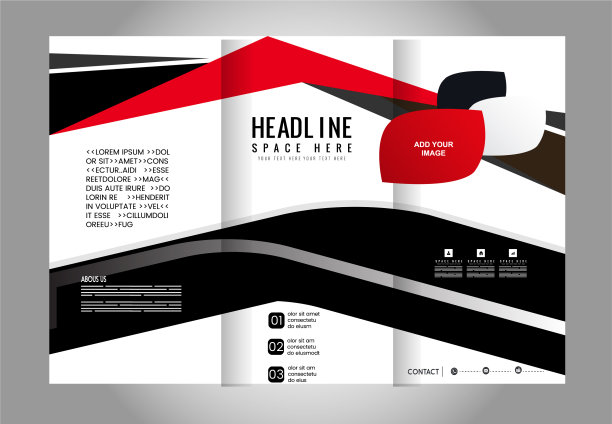 模板设计用红色三页宣传册图片下载