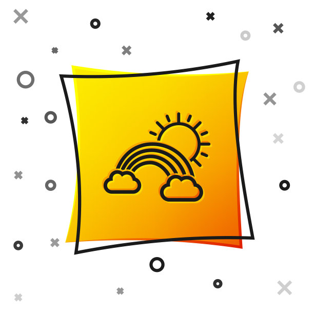 黑色的彩虹与云和太阳的图标隔离图片下载