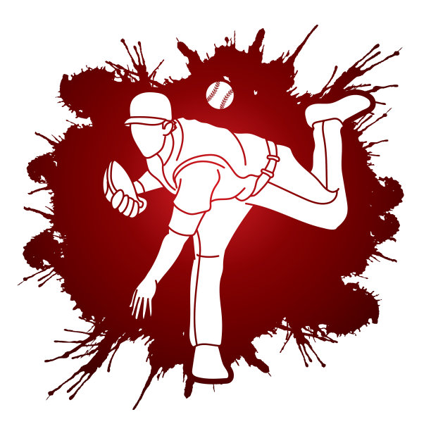 棒球运动员动作卡通运动图形图片下载