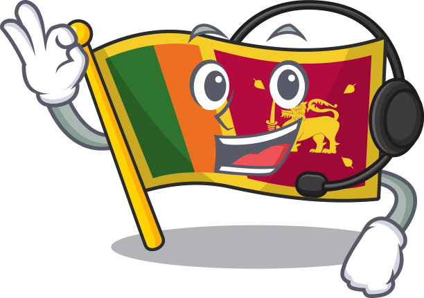 与耳机字符在卡通旗帜sri图片下载