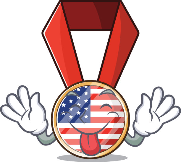 卡通美国丝带与人物舌头图片下载