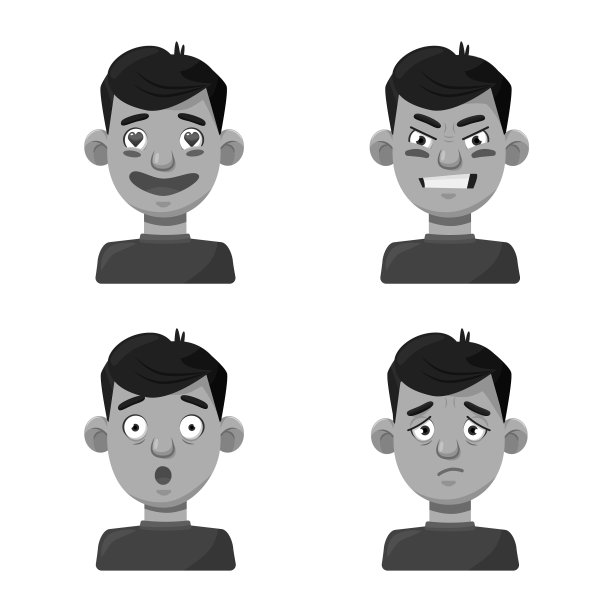 孤立的对象面和男孩图标集面图片下载