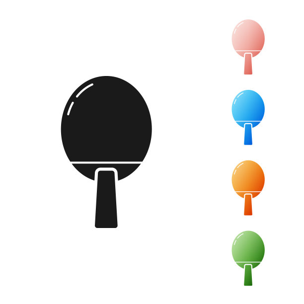 黑色球拍打乒乓球图标图片下载