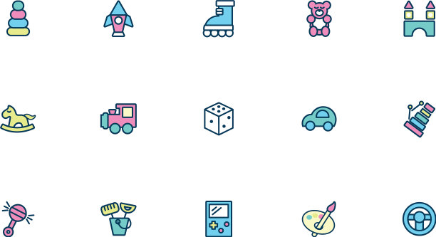 捆绑儿童玩具设置图标填充样式图片下载