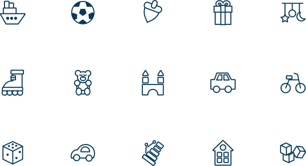 捆绑儿童玩具设置图标线条风格图片下载