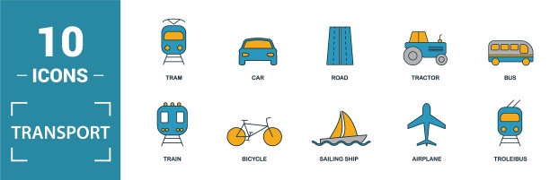 交通图标集包括汽车的创意元素图片下载