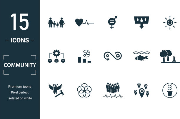 社区图标集包括创意元素图片下载