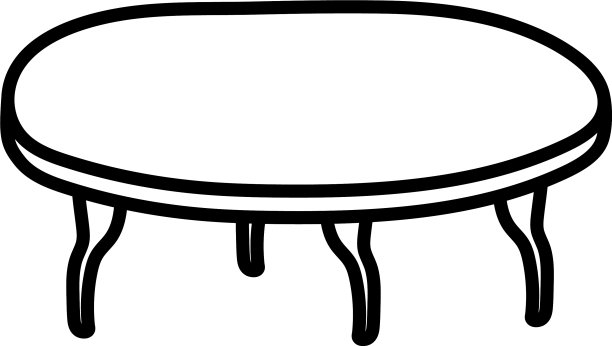 圆桌家具物体图标粗线图片下载