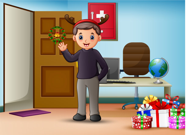 一个在办公室的人在圣诞节图片下载