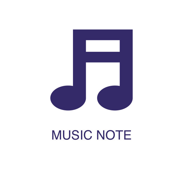 音乐音符元素在平面简单风格上的白色图片下载