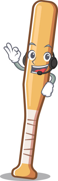 带耳机的卡通棒球棒图片下载