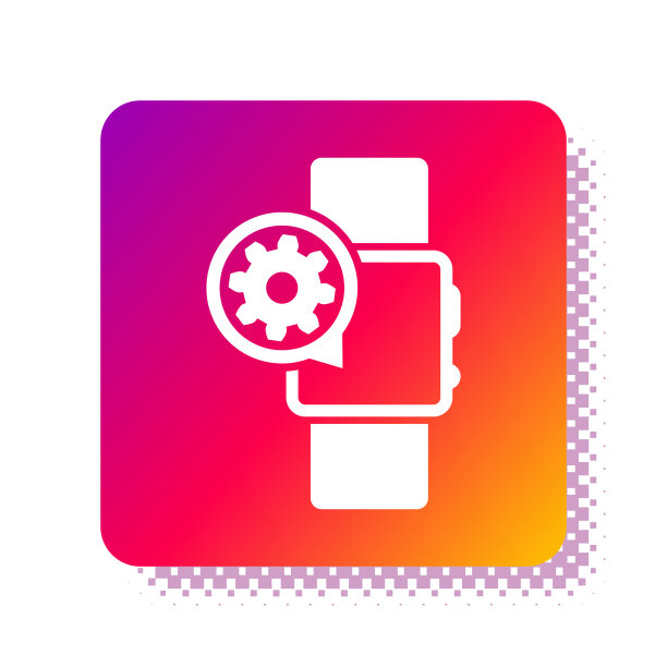 白色智能手表和齿轮图标孤立在白色图片下载