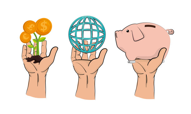 捆绑与金融集图标手图片下载