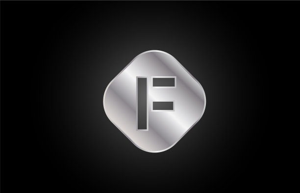 银色金属f灰色字母图标字母标志图片下载