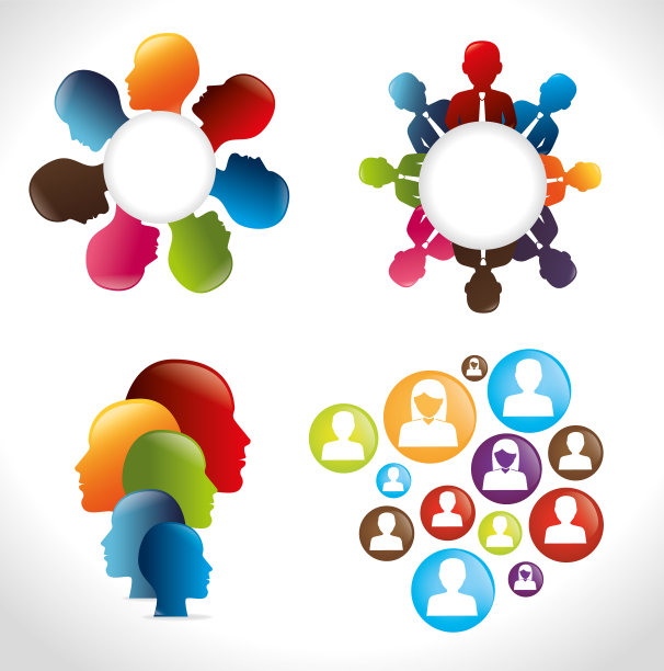 捆绑剪影团队场景头像图片下载