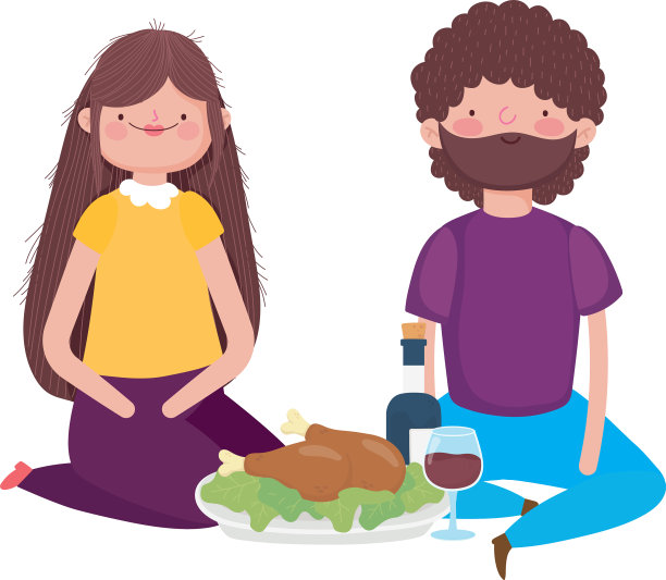 感恩节快乐，夫妇配火鸡酒图片下载