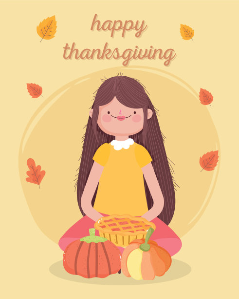 感恩节快乐，有蛋糕和南瓜的女人图片下载