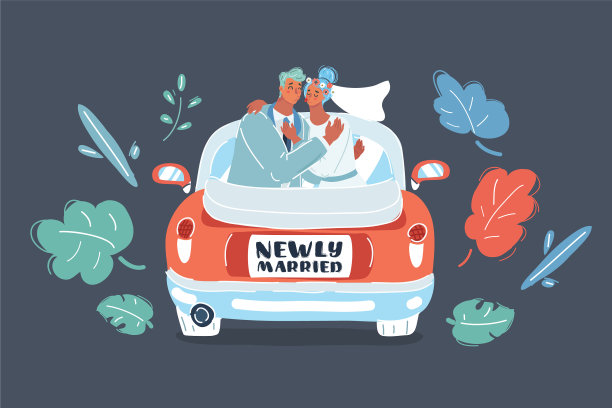 新婚夫妇在车里图片下载