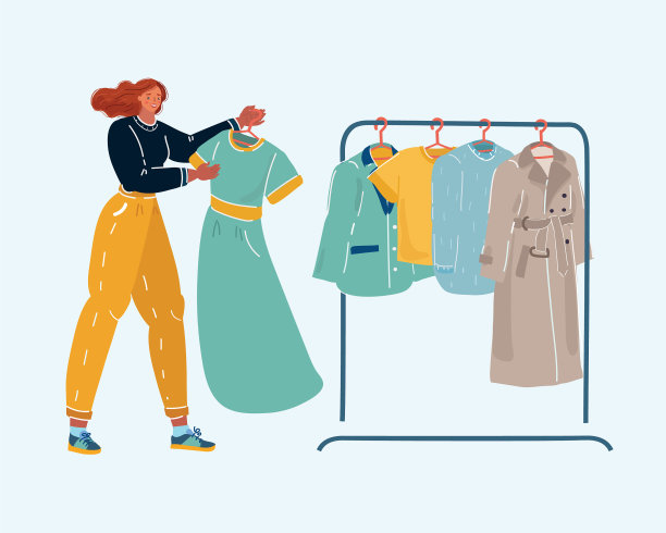 女孩选择一件衣服图片下载