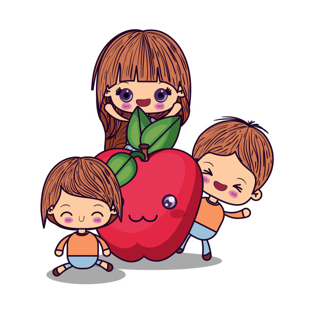 可爱的女孩和男孩卡通设计图片下载