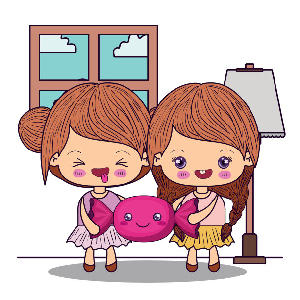 可爱女孩卡通设计图片下载