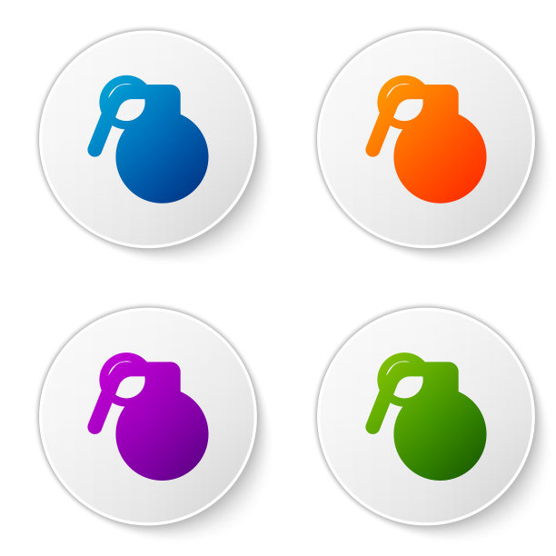 彩色手雷图标孤立在白色图片下载