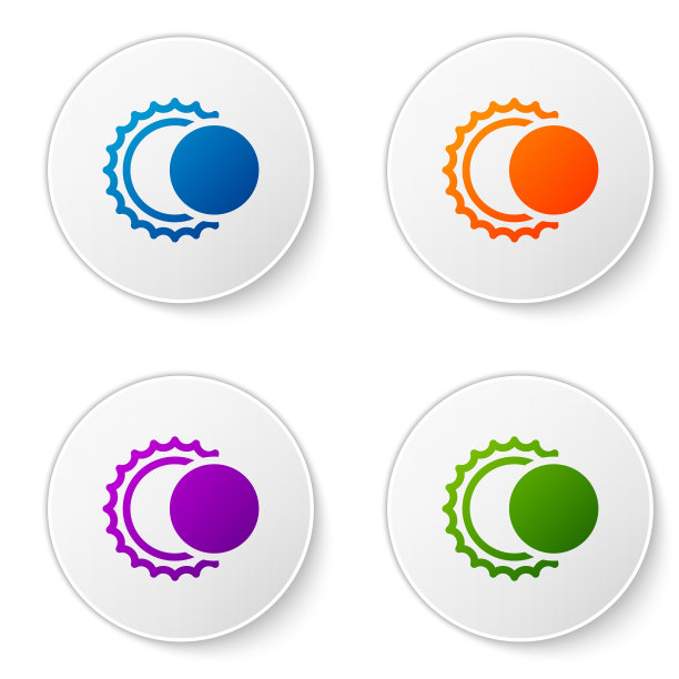 颜色日食太阳图标孤立在白色图片下载