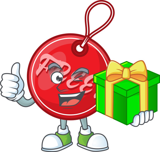 字符持有礼物在圣诞节免费标签图片下载