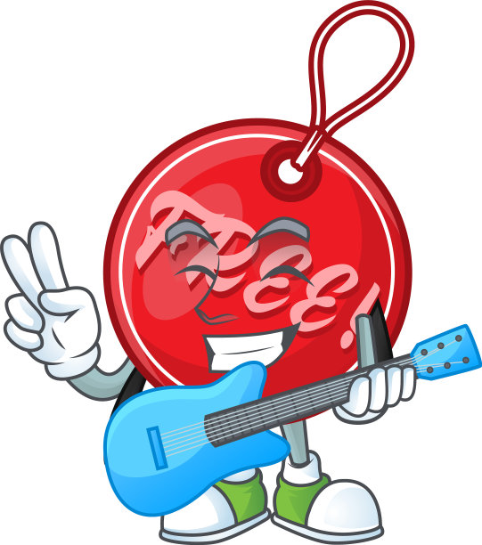 角色与吉他在圣诞节免费标签图片下载