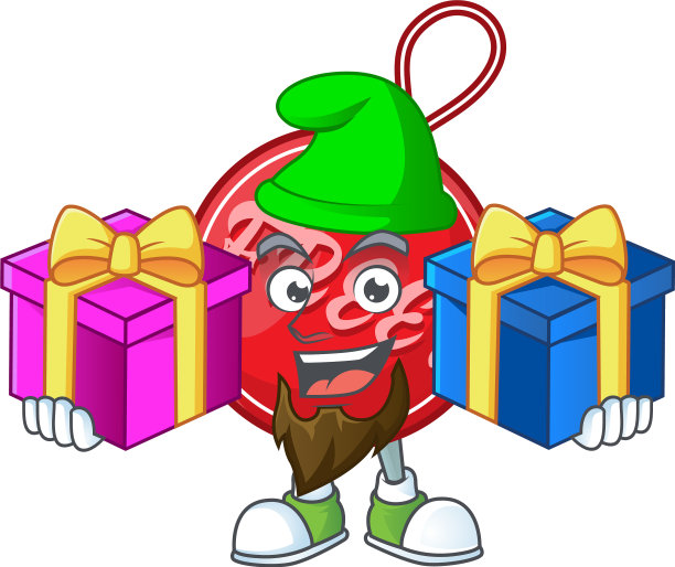 圣诞节免费标签孤立与吉祥物带来两个图片下载