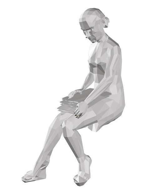 多边形女孩坐在她的膝盖上看书图片下载