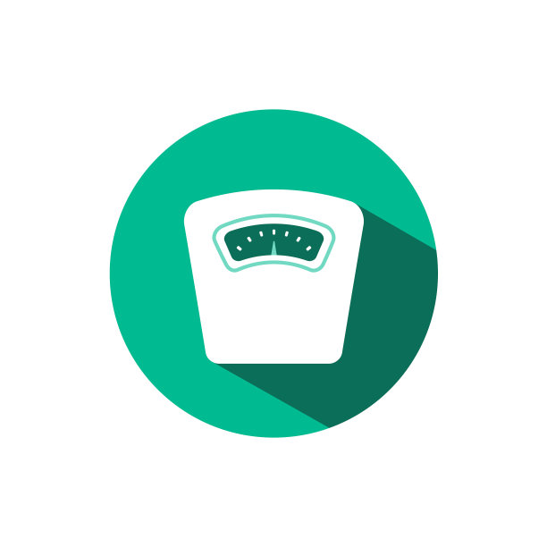 在绿色圆圈上有阴影的重量刻度图标图片下载