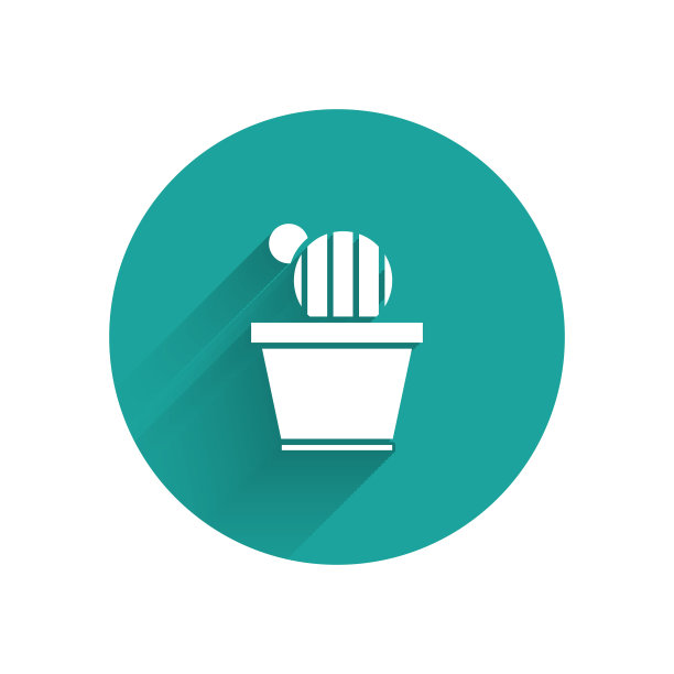 白色仙人掌和肉质在盆图标孤立图片下载