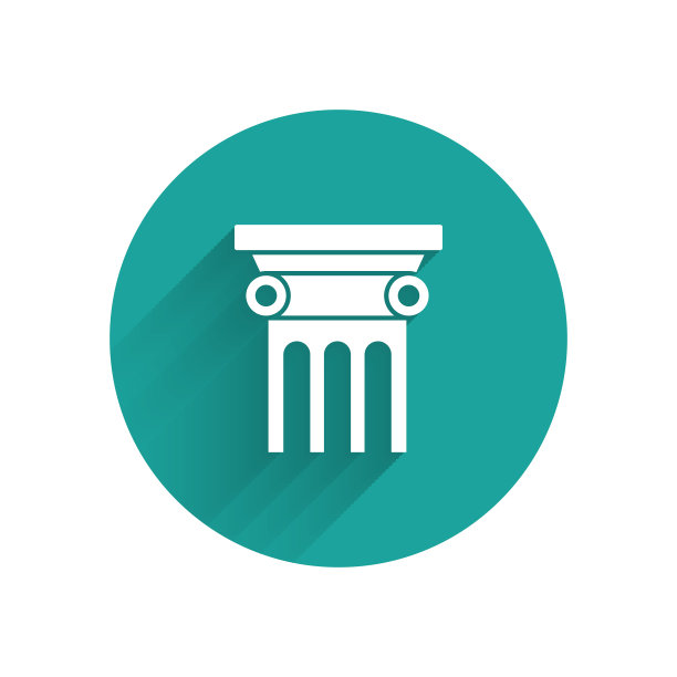 白色法律支柱图标孤立与长影子图片下载