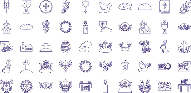 孤立宗教图标设置线设计图片下载