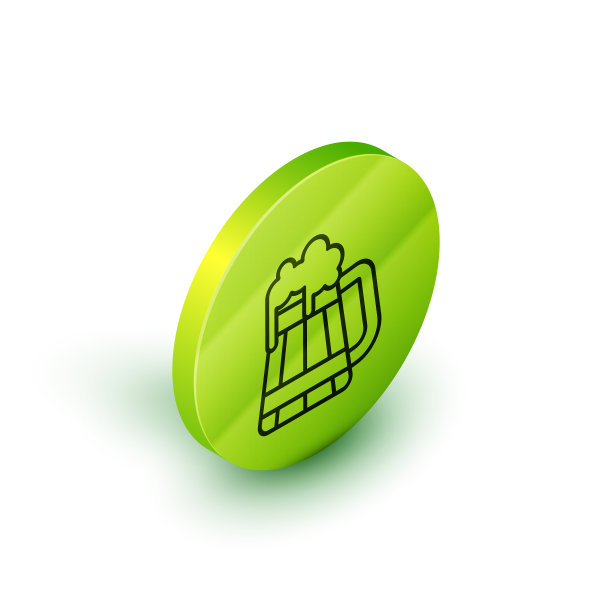 等距线木制啤酒杯图标孤立上图片下载