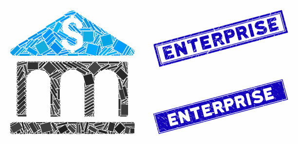 银行建筑马赛克和垃圾矩形图片下载