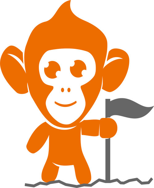 猴持旗标志设计模板孤立图片下载
