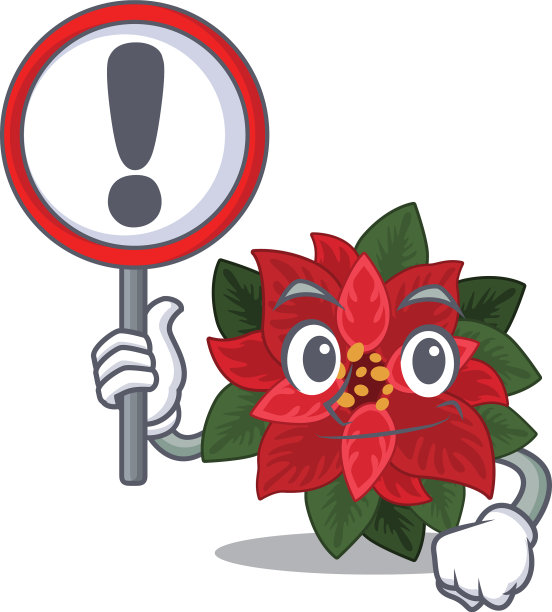 卡通风格的一品红与签到图片下载