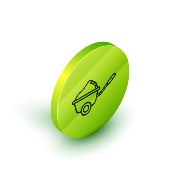 等距线独轮车与污垢图标隔离图片下载