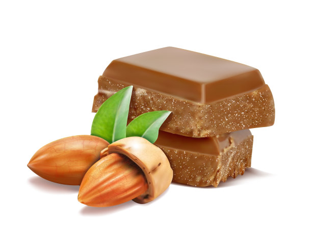 白色背景下的巧克力特写镜头图片下载