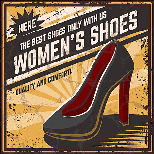 复古海报的鞋子图片下载