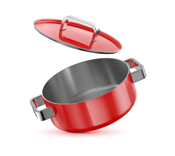 带盖的红色平底锅图片下载