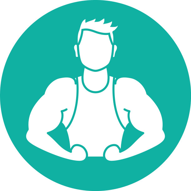 孤立的健身房男子肌肉图标块线设计图片下载