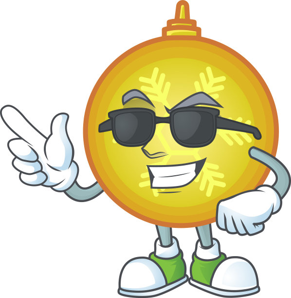 超级酷的黄色圣诞球人物穿着图片下载