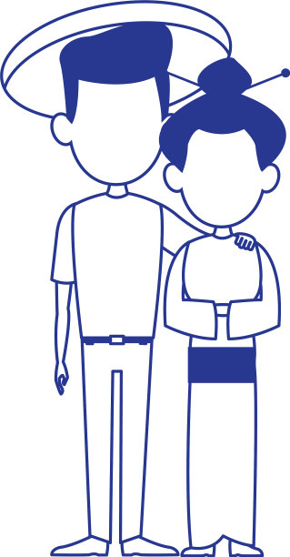 东方女人和男人站立的象征图片下载