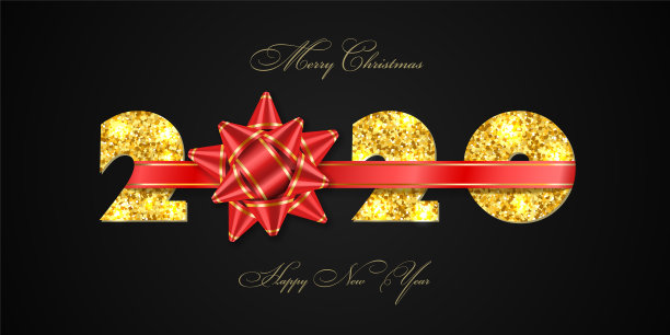 圣诞贺卡3d礼物蝴蝶结丝带金图片下载