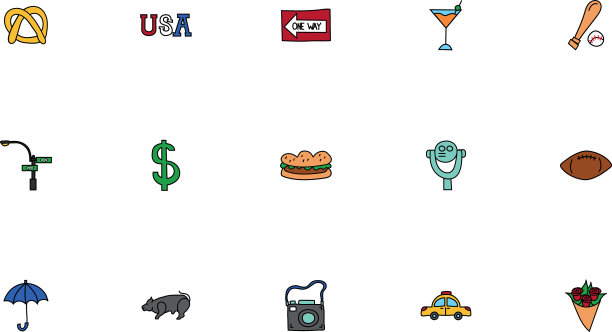 捆绑纽约城市设置图标图片下载